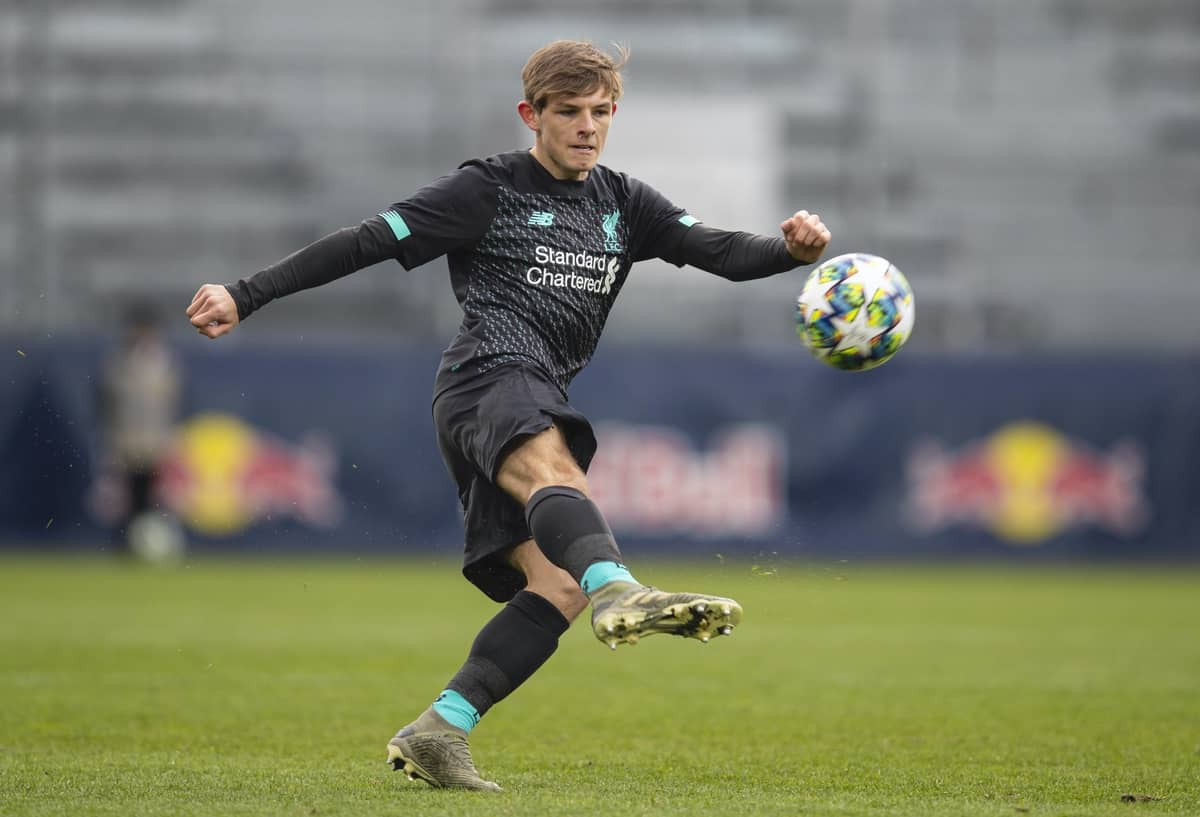 GRÖDIG, AUSTRIA - Tuesday, December 10, 2019: Liverpool's Leighton Clarkson during the final UEFA Youth League Group E match between FC Salzburg and Liverpool FC at the Untersberg-Arena. (Pic by David Rawcliffe/Propaganda)