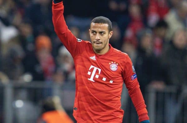 MUNICH, GERMANY - Wednesday, December 11, 2019: Bayern Munich's Thiago Alca?ntara during the final UEFA Champions League Group B match between FC Bayern München and Tottenham Hotspur FC at the Allianz Arena. (Pic by David Rawcliffe/Propaganda)