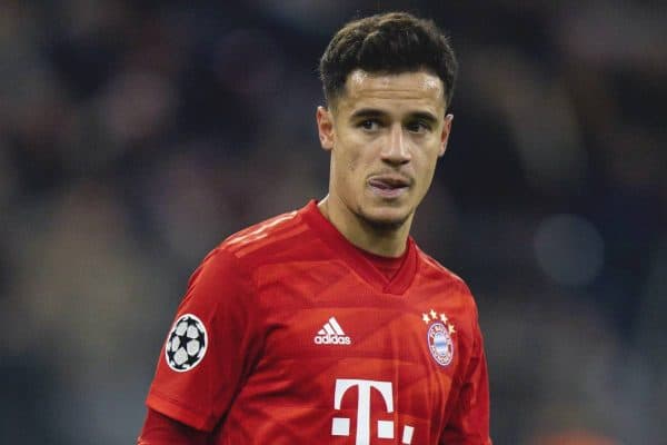 MUNICH, GERMANY - Wednesday, December 11, 2019: Bayern Munich's Philippe Coutinho Correia during the final UEFA Champions League Group B match between FC Bayern München and Tottenham Hotspur FC at the Allianz Arena. (Pic by David Rawcliffe/Propaganda)