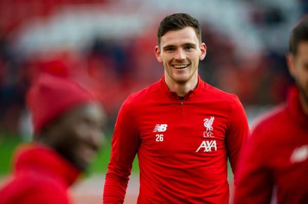 Andy Robertson general matchday warm up, training. (Pic by Richard Roberts/Propaganda)