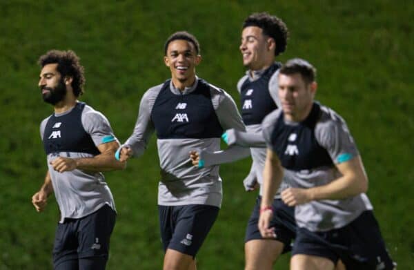 DOHA, QATAR - Monday, December 16, 2019: Liverpool's Trent Alexander-Arnold during a training session ahead of the FIFA Club World Cup Semi-Final match between CF Monterrey and Liverpool FC at the Qatar University. (Pic by David Rawcliffe/Propaganda)