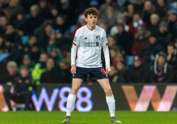 BIRMINGHAM, ENGLAND - Tuesday, December 17, 2019: Liverpool’s Tom Hill during the Football League Cup Quarter-Final between Aston Villa FC and Liverpool FC at Villa Park. (Pic by Paul Greenwood/Propaganda)