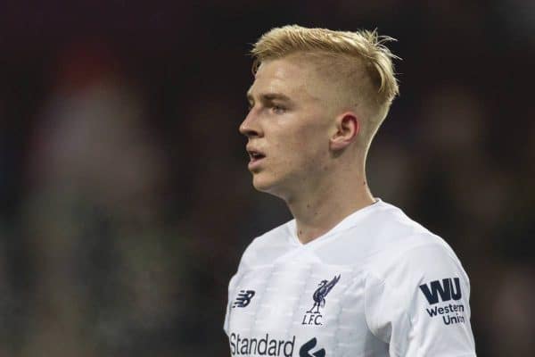 BIRMINGHAM, ENGLAND - Tuesday, December 17, 2019: Liverpool’s Luis Longstaff during the Football League Cup Quarter-Final between Aston Villa FC and Liverpool FC at Villa Park. (Pic by Paul Greenwood/Propaganda)