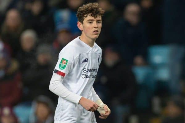 BIRMINGHAM, ENGLAND - Tuesday, December 17, 2019: Liverpool’s Tom Hill during the Football League Cup Quarter-Final between Aston Villa FC and Liverpool FC at Villa Park. (Pic by Paul Greenwood/Propaganda)