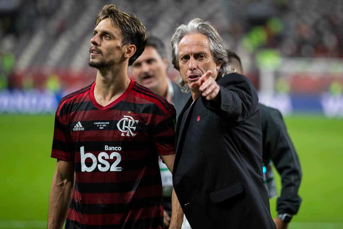 DOHA, QATAR - Tuesday, December 17, 2019: CR Flamengo's head coach Jorge Jesus celebrates after the FIFA Club World Cup Qatar 2019 Semi-Final match between CR Flamengo and Al Hilal FC at the Khalifa Stadium. CR Flamengo won 3-1. (Pic by David Rawcliffe/Propaganda)