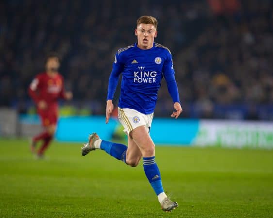 LEICESTER, ENGLAND - Thursday, December 26, 2019: Leicester City's Harvey Barnes during the FA Premier League match between Leicester City FC and Liverpool FC at the King Power Stadium. (Pic by David Rawcliffe/Propaganda)