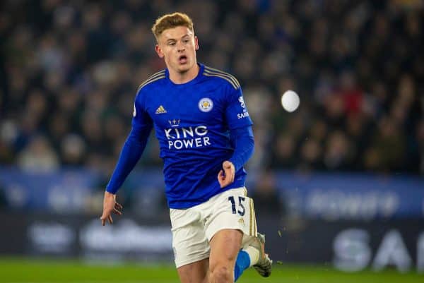 LEICESTER, ENGLAND - Thursday, December 26, 2019: Leicester City's Harvey Barnes during the FA Premier League match between Leicester City FC and Liverpool FC at the King Power Stadium. (Pic by David Rawcliffe/Propaganda)