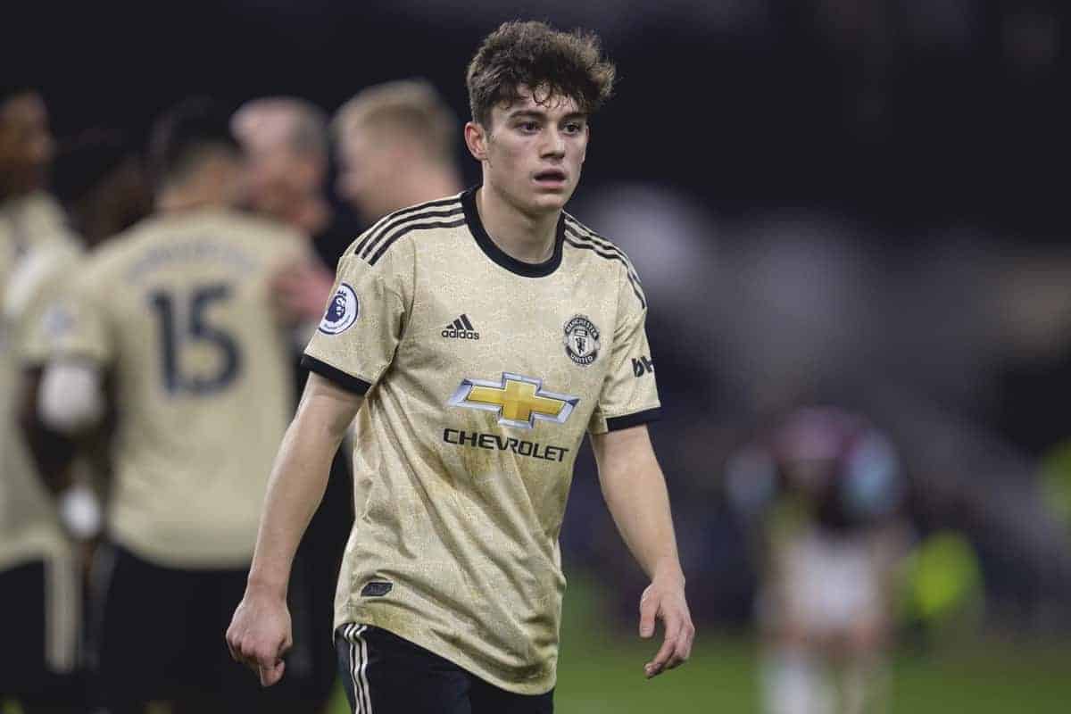 BURNLEY, ENGLAND - Saturday, December 28, 2019: Manchester United's Daniel James during the FA Premier League match between Burnley FC and Manchester United FC at Turf Moor. (Pic by David Rawcliffe/Propaganda)