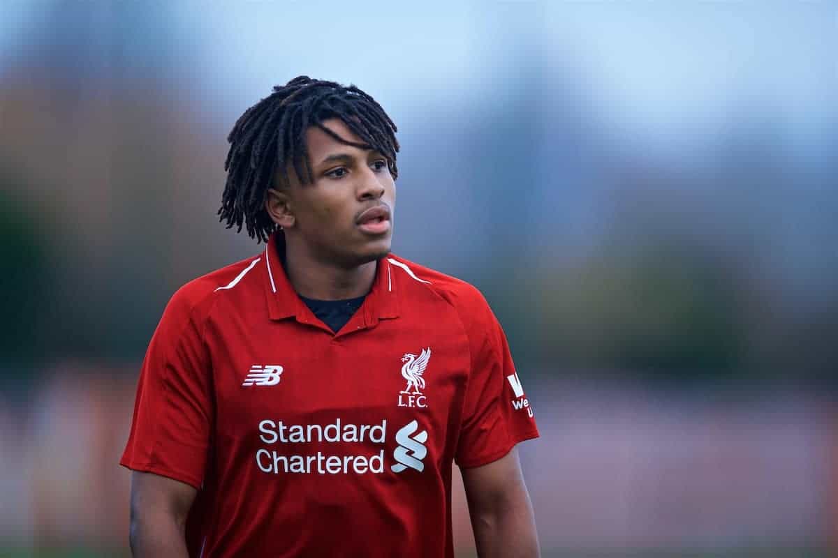 KIRKBY, ENGLAND - Saturday, January 26, 2019: Liverpool's Yasser Larouci during the FA Premier League match between Liverpool FC and Manchester United FC at The Academy. (Pic by David Rawcliffe/Propaganda)
