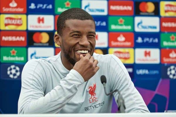 LIVERPOOL, ENGLAND - Tuesday, May 28, 2019: Liverpool's Georginio Wijnaldum during a press conference at Melwood Training Ground ahead of the UEFA Champions League Final match between Tottenham Hotspur FC and Liverpool FC. (Pic by David Rawcliffe/Propaganda)