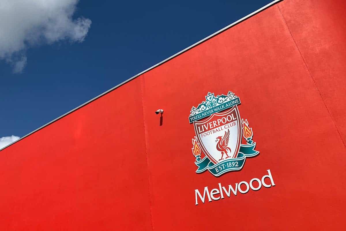 LIVERPOOL, ENGLAND - Tuesday, May 28, 2019: Liverpool's club crest on the wall at Melwood Training Ground ahead of the UEFA Champions League Final match between Tottenham Hotspur FC and Liverpool FC. (Pic by David Rawcliffe/Propaganda)