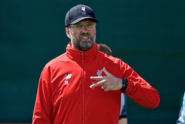 LIVERPOOL, ENGLAND - Tuesday, May 28, 2019: Liverpool's manager Jürgen Klopp during a training session at Melwood Training Ground ahead of the UEFA Champions League Final match between Tottenham Hotspur FC and Liverpool FC. (Pic by David Rawcliffe/Propaganda)