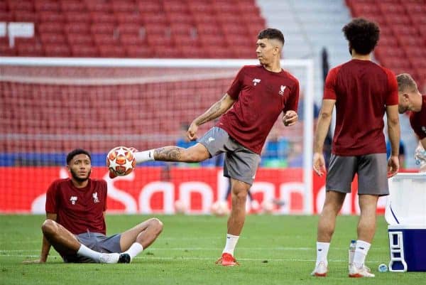 MADRID, SPAIN - Friday, May 31, 2019: Liverpool's Roberto Firmino during a training session ahead of the UEFA Champions League Final match between Tottenham Hotspur FC and Liverpool FC at the Estadio Metropolitano. (Pic by David Rawcliffe/Propaganda)