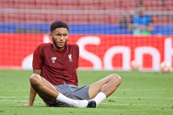 MADRID, SPAIN - Friday, May 31, 2019: Liverpool's Joe Gomez during a training session ahead of the UEFA Champions League Final match between Tottenham Hotspur FC and Liverpool FC at the Estadio Metropolitano. (Pic by David Rawcliffe/Propaganda)