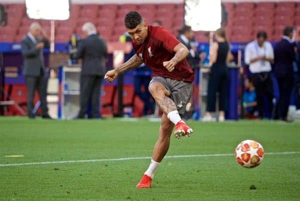 MADRID, SPAIN - Friday, May 31, 2019: Liverpool's Roberto Firmino during a training session ahead of the UEFA Champions League Final match between Tottenham Hotspur FC and Liverpool FC at the Estadio Metropolitano. (Pic by David Rawcliffe/Propaganda)