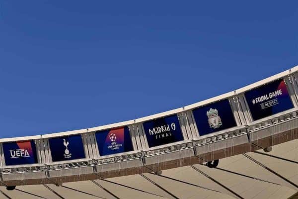 MADRID, SPAIN - Friday, May 31, 2019: A general; view of the roof of the Estadio Metropolitano during a training session ahead of the UEFA Champions League Final match between Tottenham Hotspur FC and Liverpool FC. (Pic by Handout/UEFA)