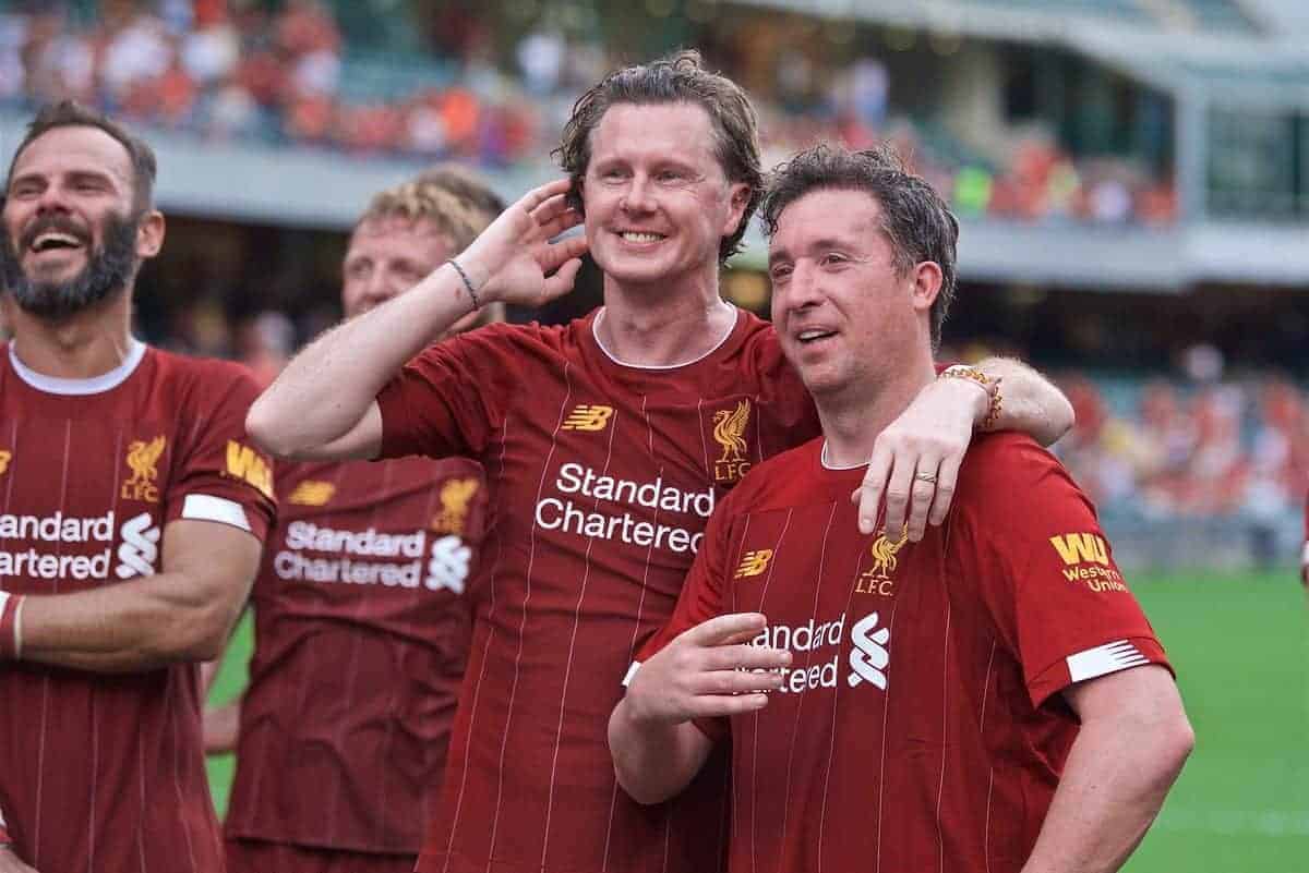 HONG KONG, CHINA - Saturday, June 8, 2019: Liverpool Legends' Steve McManaman (L) and Robbie Fowler after an exhibition match between Liverpool FC Legends and Borussia Dortmund Legends at the Hong Kong Stadium. (Pic by Jayne Russell/Propaganda)