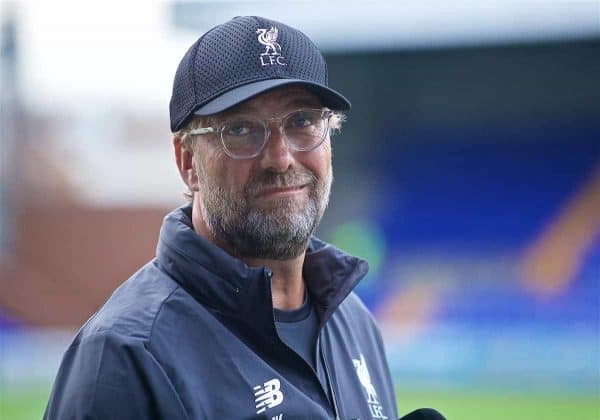 BIRKENHEAD, ENGLAND - Thursday, July 11, 2019: Liverpool's manager Jürgen Klopp before a pre-season friendly match between Tranmere Rovers FC and Liverpool FC at Prenton Park. (Pic by David Rawcliffe/Propaganda)