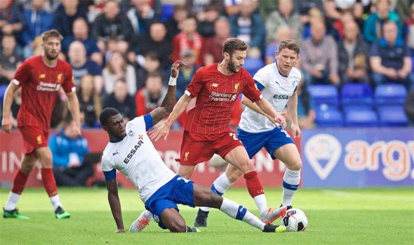 BIRKENHEAD, ENGLAND - Thursday, July 11, 2019: Liverpool's Adam Lallana during a pre-season friendly match between Tranmere Rovers FC and Liverpool FC at Prenton Park. (Pic by David Rawcliffe/Propaganda)