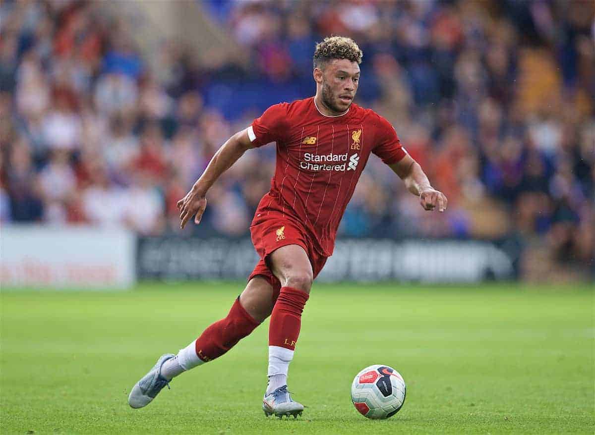 BIRKENHEAD, ENGLAND - Thursday, July 11, 2019: Liverpool's Alex Oxlade-Chamberlain during a pre-season friendly match between Tranmere Rovers FC and Liverpool FC at Prenton Park. (Pic by David Rawcliffe/Propaganda)