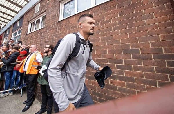 BRADFORD, ENGLAND - Saturday, July 13, 2019: Liverpool's Dejan Lovren arrives before a pre-season friendly match between Bradford City AFC and Liverpool FC at Valley Parade. (Pic by David Rawcliffe/Propaganda)