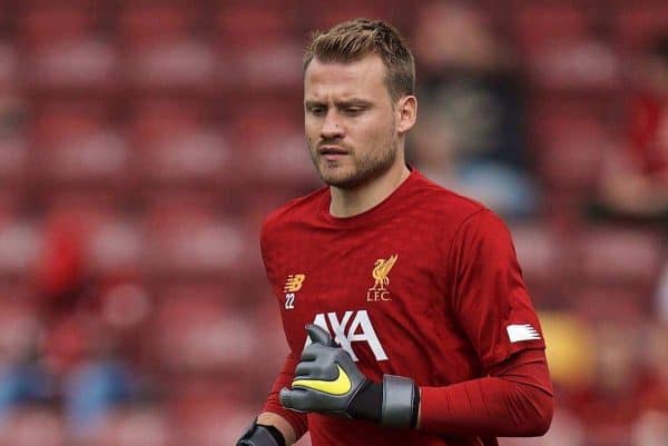 BRADFORD, ENGLAND - Saturday, July 13, 2019: Liverpool's goalkeeper Simon Mignolet during the pre-match warm-up before a pre-season friendly match between Bradford City AFC and Liverpool FC at Valley Parade. (Pic by David Rawcliffe/Propaganda)