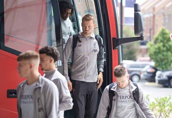 SOUTH BEND, INDIANA, USA - Tuesday, July 16, 2019: Liverpool's goalkeeper Simon Mignolet arrives at the team hotel in South Bend at the start of the club's pre-season tour of America. (Pic by David Rawcliffe/Propaganda)