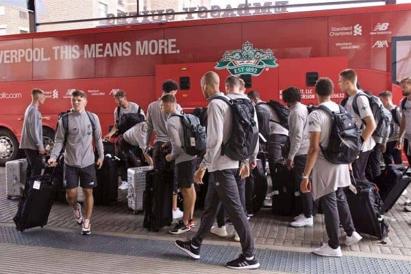 SOUTH BEND, INDIANA, USA - Tuesday, July 16, 2019: Liverpool players arrive at the team hotel in South Bend at the start of the club's pre-season tour of America. (Pic by David Rawcliffe/Propaganda)