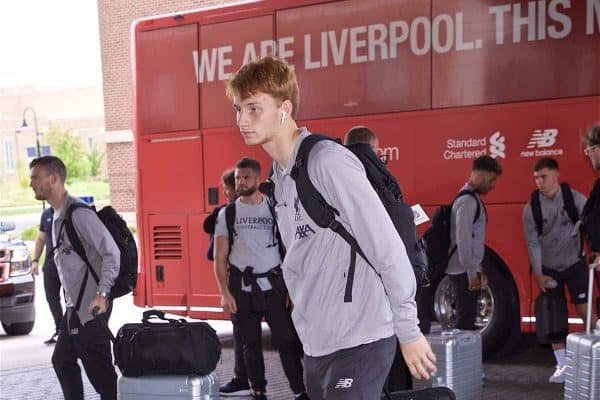 SOUTH BEND, INDIANA, USA - Tuesday, July 16, 2019: Liverpool's Sepp van den Berg arrives at the team hotel in South Bend at the start of the club's pre-season tour of America. (Pic by David Rawcliffe/Propaganda)