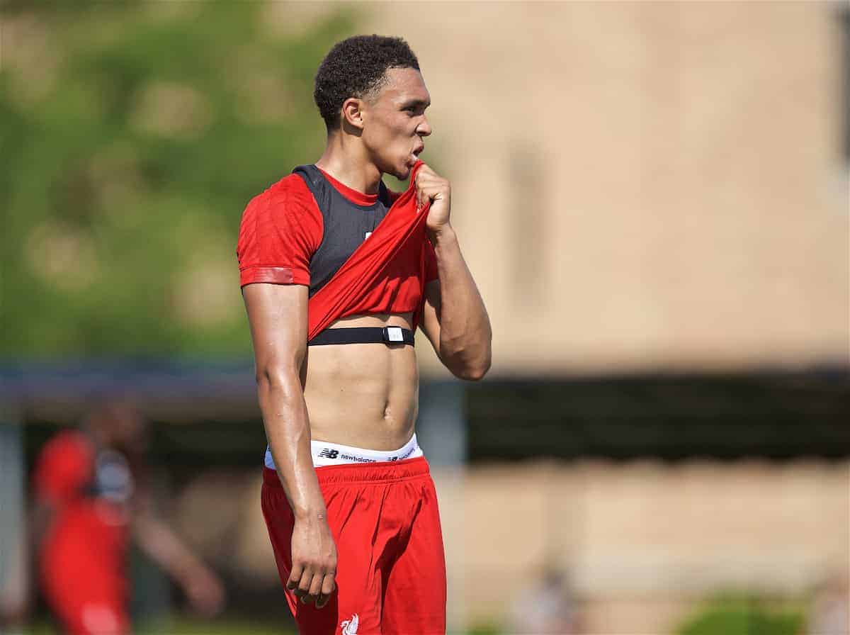 SOUTH BEND, INDIANA, USA - Thursday, July 18, 2019: Liverpool's Trent Alexander-Arnold during a training session ahead of the friendly match against Borussia Dortmund at the Notre Dame Stadium on day three of the club's pre-season tour of America. (Pic by David Rawcliffe/Propaganda)