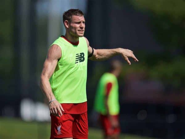 SOUTH BEND, INDIANA, USA - Thursday, July 18, 2019: Liverpool's James Milner during a training session ahead of the friendly match against Borussia Dortmund at the Notre Dame Stadium on day three of the club's pre-season tour of America. (Pic by David Rawcliffe/Propaganda)