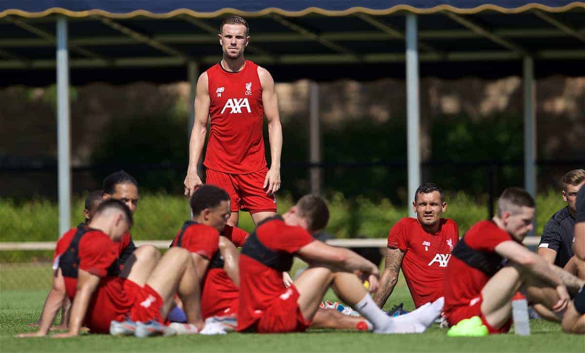 SOUTH BEND, INDIANA, USA - Thursday, July 18, 2019: Liverpool's captain Jordan Henderson after a training session ahead of the friendly match against Borussia Dortmund at the Notre Dame Stadium on day three of the club's pre-season tour of America. (Pic by David Rawcliffe/Propaganda)