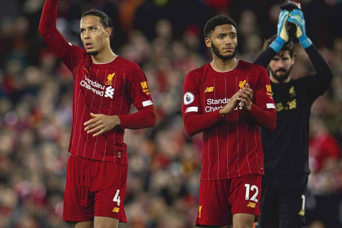 LIVERPOOL, ENGLAND - Thursday, January 2, 2020: Liverpool's Virgil van Dijk celebrates after the FA Premier League match between Liverpool FC and Sheffield United FC at Anfield. Liverpool won 2-0. (Pic by David Rawcliffe/Propaganda)