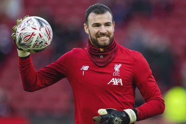 LIVERPOOL, INGLATERRA - Domingo, 5 de enero de 2020: Andy Lonergan, portero de Liverpool, durante el calentamiento previo al partido antes del partido de la tercera ronda de la FA Cup entre Liverpool FC y Everton FC, el 235º Merseyside Derby, en Anfield.  (Foto de David Rawcliffe/Propaganda)