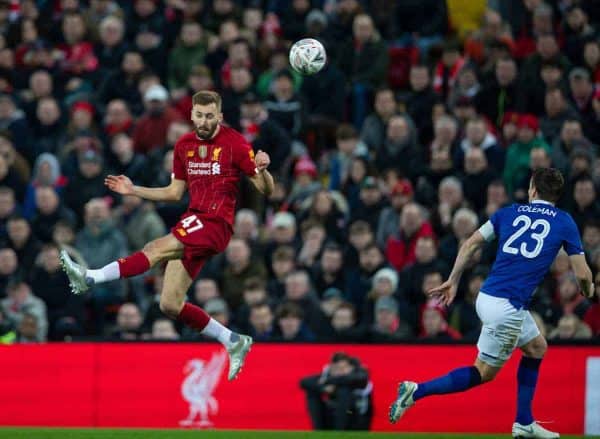 LIVERPOOL, ENGLAND - Sunday, January 5, 2020: Liverpool's Nathaniel Phillips during the FA Cup 3rd Round match between Liverpool FC and Everton FC, the 235th Merseyside Derby, at Anfield. (Pic by David Rawcliffe/Propaganda)