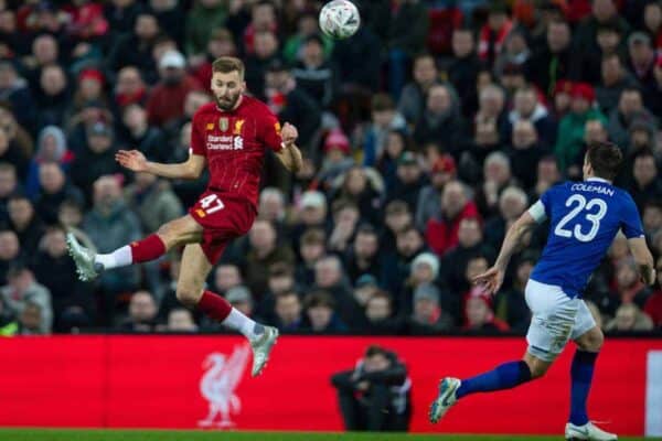 LIVERPOOL, ENGLAND - Sunday, January 5, 2020: Liverpool's Nathaniel Phillips during the FA Cup 3rd Round match between Liverpool FC and Everton FC, the 235th Merseyside Derby, at Anfield. (Pic by David Rawcliffe/Propaganda)