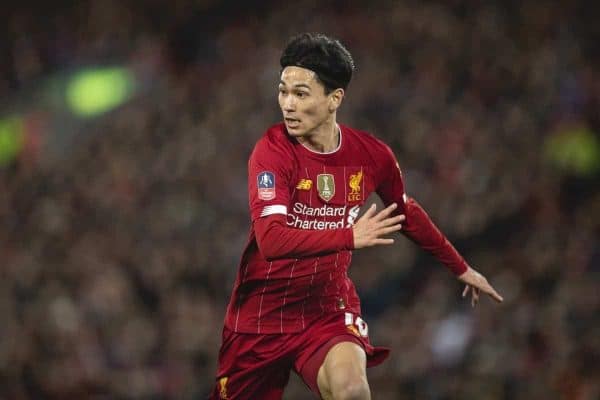 LIVERPOOL, ENGLAND - Sunday, January 5, 2020: Liverpool's new signing Japan international Takumi Minamino during the FA Cup 3rd Round match between Liverpool FC and Everton FC, the 235th Merseyside Derby, at Anfield. (Pic by David Rawcliffe/Propaganda)