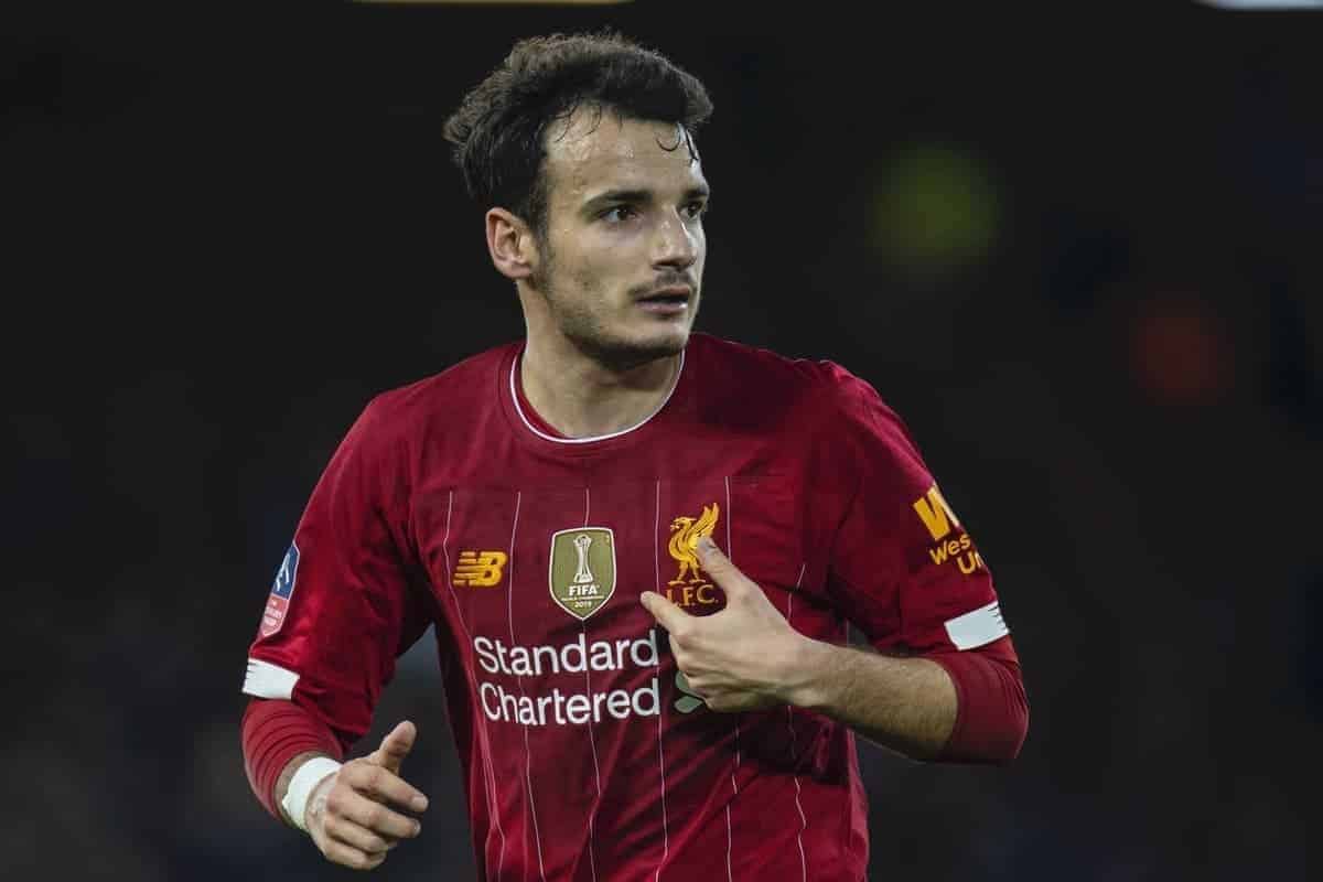 LIVERPOOL, ENGLAND - Sunday, January 5, 2020: Liverpool's Pedro Chirivella during the FA Cup 3rd Round match between Liverpool FC and Everton FC, the 235th Merseyside Derby, at Anfield. (Pic by David Rawcliffe/Propaganda)