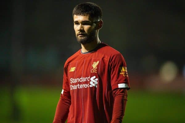 LIVERPOOL, ENGLAND - Wednesday, January 8, 2020: Liverpool's Joe Hardy during the Premier League International Cup match between Liverpool FC and Athletic Club Bilbao at the Liverpool Academy. (Pic by David Rawcliffe/Propaganda)