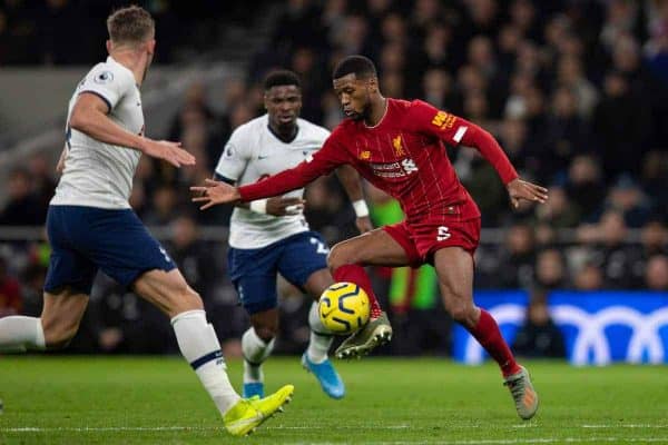 LONDON, ENGLAND - Saturday, January 11, 2020: Liverpool's Georginio Wijnaldum during the FA Premier League match between Tottenham Hotspur FC and Liverpool FC at the Tottenham Hotspur Stadium. (Pic by David Rawcliffe/Propaganda)