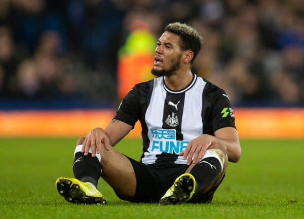 LIVERPOOL, ENGLAND - Tuesday, January 21, 2020: Joelinton Cássio Apolinário de Lira during the FA Premier League match between Everton FC and Newcastle United FC at Goodison Park. (Pic by David Rawcliffe/Propaganda)