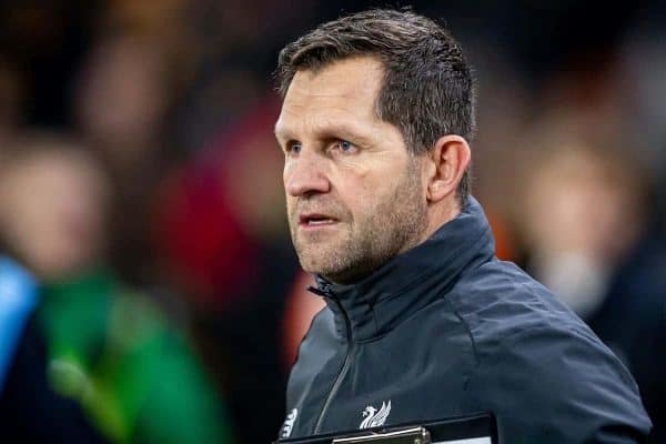 WOLVERHAMPTON, ENGLAND - Thursday, January 23, 2020: Liverpool's goalkeeping coach John Achterberg during the pre-match warm-up before the FA Premier League match between Wolverhampton Wanderers FC and Liverpool FC at Molineux Stadium. (Pic by David Rawcliffe/Propaganda)