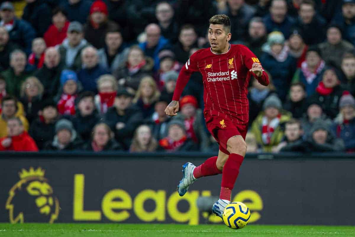 LIVERPOOL, ENGLAND - Saturday, February 1, 2020: Liverpool's Roberto Firmino during the FA Premier League match between Liverpool FC and Southampton FC at Anfield. (Pic by David Rawcliffe/Propaganda)