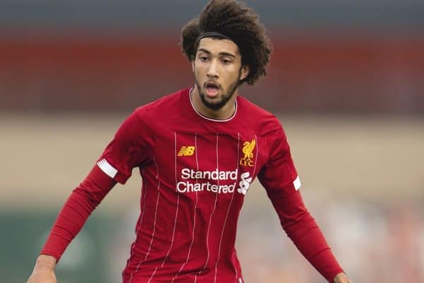 LIVERPOOL, ENGLAND - Saturday, February 22, 2020: Liverpool's Remi Savage during the Under-18 FA Premier League match between Liverpool FC and Manchester City FC at the Liverpool Academy. (Pic by David Rawcliffe/Propaganda)