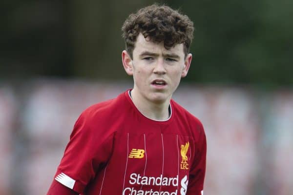LIVERPOOL, ENGLAND - Saturday, February 22, 2020: Liverpool's Tom Hill during the Under-18 FA Premier League match between Liverpool FC and Manchester City FC at the Liverpool Academy. (Pic by David Rawcliffe/Propaganda)