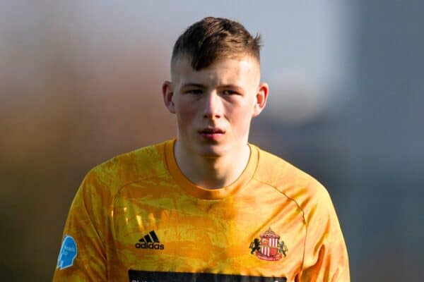 LIVERPOOL, ENGLAND - Monday, February 24, 2020: Sunderland's goalkeeper Anthony Patterson during the Premier League Cup Group F match between Liverpool FC Under-23's and AFC Sunderland Under-23's at the Liverpool Academy. (Pic by David Rawcliffe/Propaganda)