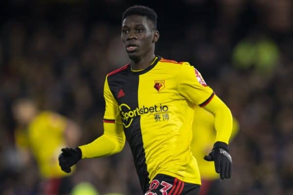 WATFORD, ENGLAND - Saturday, February 29, 2020: Watford's Ismaïla Sarr during the FA Premier League match between Watford FC and Liverpool FC at Vicarage Road. (Pic by David Rawcliffe/Propaganda)