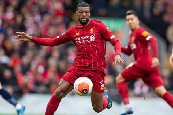 LIVERPOOL, ENGLAND - Saturday, March 7, 2020: Liverpool's Georginio Wijnaldum during the FA Premier League match between Liverpool FC and AFC Bournemouth at Anfield. (Pic by David Rawcliffe/Propaganda)