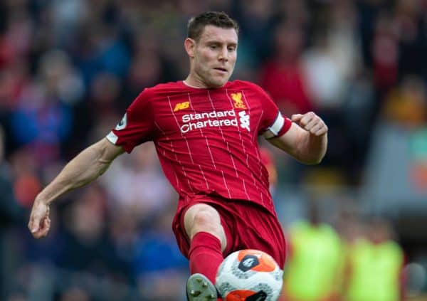 LIVERPOOL, ENGLAND - Saturday, March 7, 2020: Liverpool's James Milner during the FA Premier League match between Liverpool FC and AFC Bournemouth at Anfield. (Pic by David Rawcliffe/Propaganda)