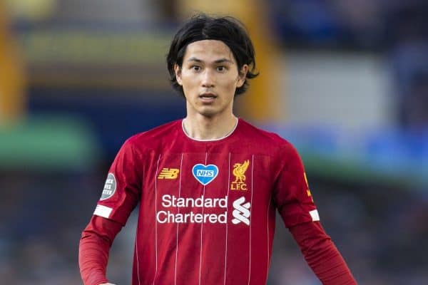 LIVERPOOL, ENGLAND - Sunday, June 21, 2019: Liverpool’s Takumi Minamino during the FA Premier League match between Everton FC and Liverpool FC, the 236th Merseyside Derby, at Goodison Park. The game was played behind closed doors due to the UK government’s social distancing laws during the Coronavirus COVID-19 Pandemic. (Pic by David Rawcliffe/Propaganda)